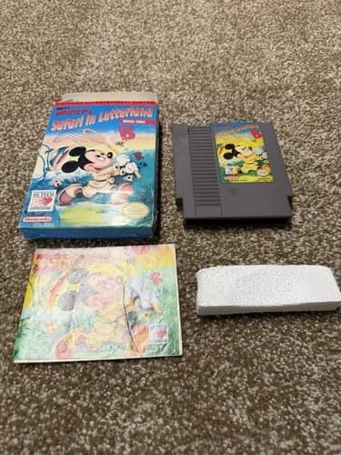 Mickey’s Safari In Letterland NES CIB Nintendo