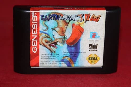 Earthworm Jim (Sega Genesis, 1994) Authentic Game Cartridge