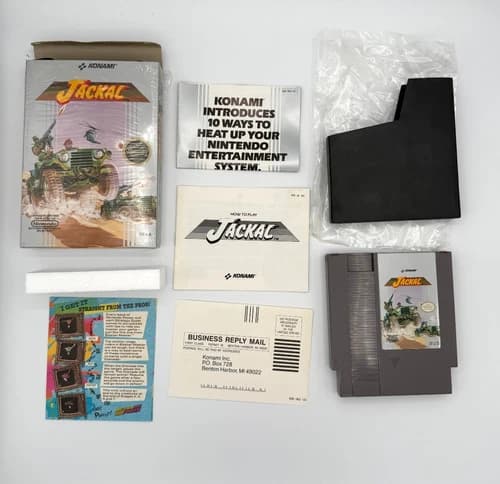 Retro 1988 "Jackal" Nintendo NES CIB Complete in box w/manual +Protector