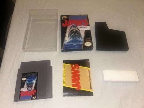 Jaws (Nintendo Entertainment System, 1987) Cib W/ Manual! Great Shape Platic Cas