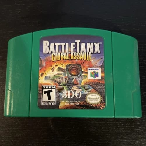 BattleTanx Global Assault N64 Nintendo 64 Authentic Battle Tanks Green Cartridge