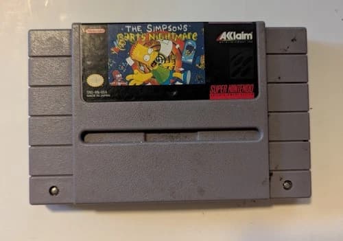 The Simpsons Bart's Nightmare (Super Nintendo SNES, 1992) Tested And Working
