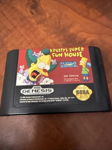 Krusty's Super Fun House (Sega Genesis, 1994) Cartridge Only Tested