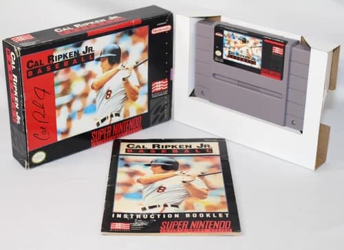 Cal Ripken Jr. Baseball SNES Super Nintendo Complete CIB Good Condition! NICE!
