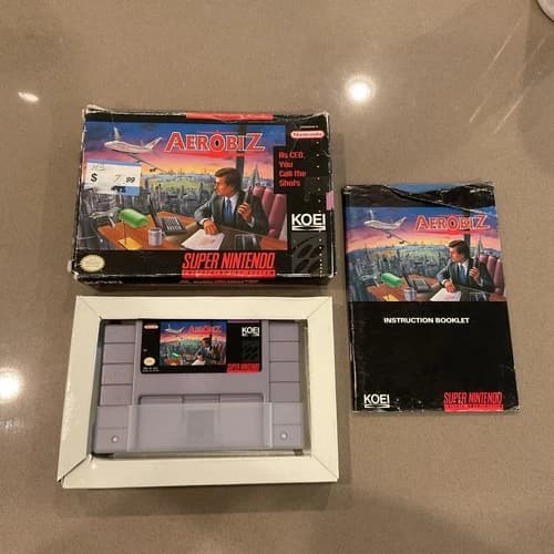 Aerobiz Complete CIB Box Manual Snes Super Nintendo Authentic