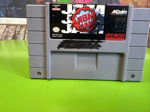 NBA Jam Super Nintendo Snes Cleaned & Tested Authentic Has Sharpie Writing On It