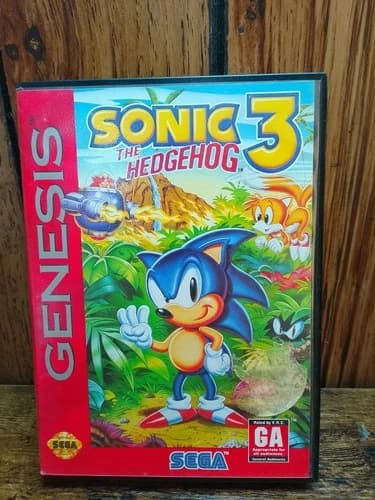 Sonic the Hedgehog 3 (Sega Genesis, 1994) Cartridge And Box w/ manual