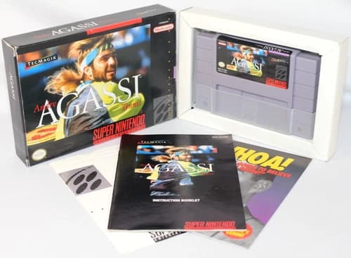 Andre Agassi Tennis SNES Super Nintendo Complete CIB Great Condition! RARE!
