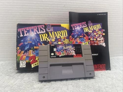 Tetris and Dr. Mario (Super Nintendo SNES, 1994) Complete