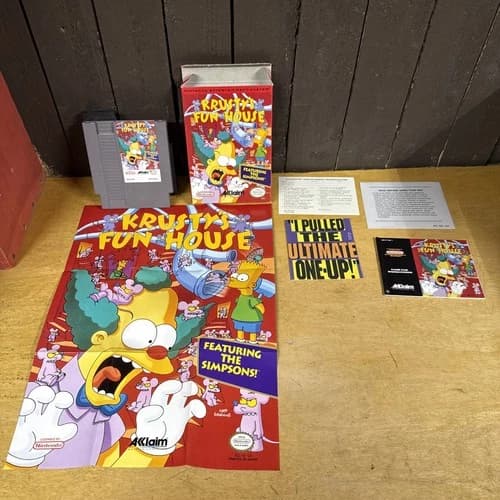 Krusty's Fun House Nintendo NES Complete In Box CIB Game Box Manual Simpsons
