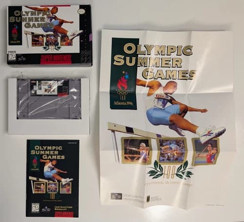 Olympic Summer Game 1996 Super Nintendo SNES Game Cart Manual Box