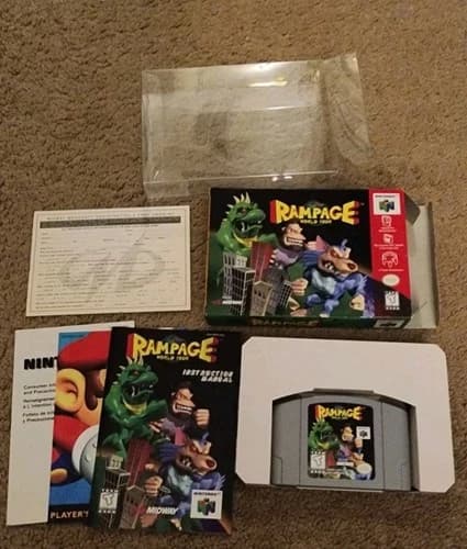 Rampage World Tour Nintendo 64 N64 Complete In Box CIB Authentic Clean Tested