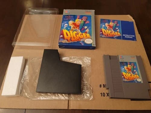 Digger T. Rock: The Legend of the Lost City (Nintendo NES) Box Manual Cart