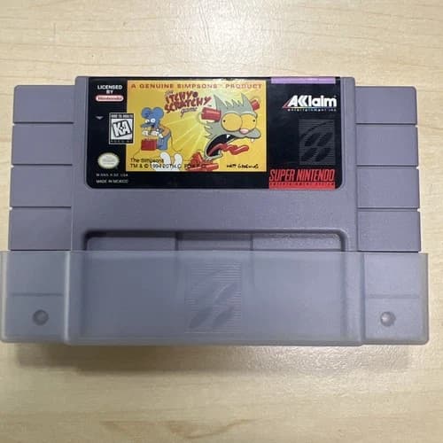 The Itchy and Scratchy Game (Super Nintendo SNES, 1995) Cartridge Very Clean