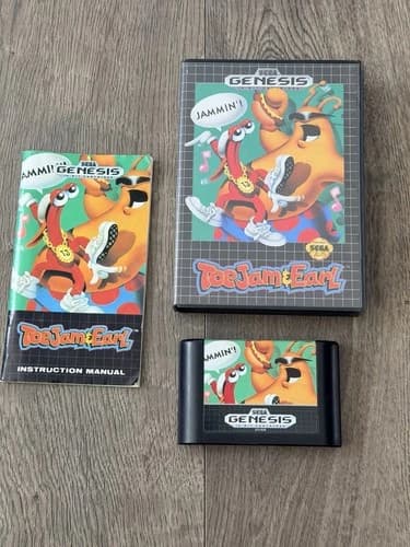 ToeJam & Earl (Sega Genesis, 1991) Complete w/ Manual CIB Tested & Works