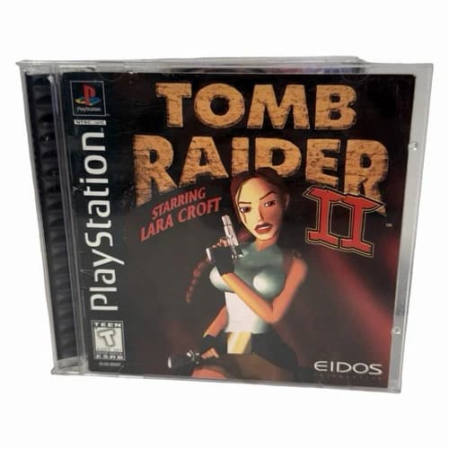 1997 Tomb Raider II PS1 Video Game Sony Playstation 1 CIB Complete Black Label