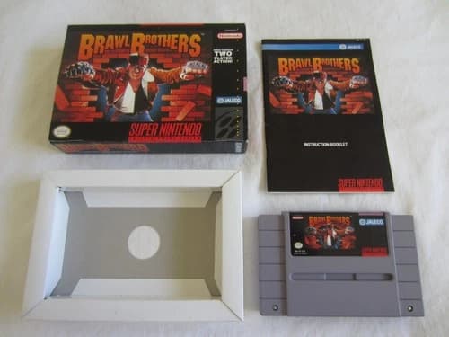 Brawl Brothers (SNES) Super Nintendo CIB Complete Box 1993 Jaleco Bros RARE