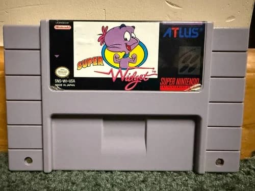SUPER WIDGET for SNES Super Nintendo video game cart only TESTED works Atlus '93