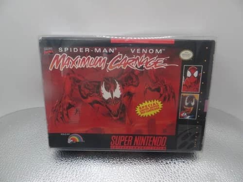 Spider-Man Venom Maximum Carnage SNES CIB Red Cartridge INC PROTECTOR