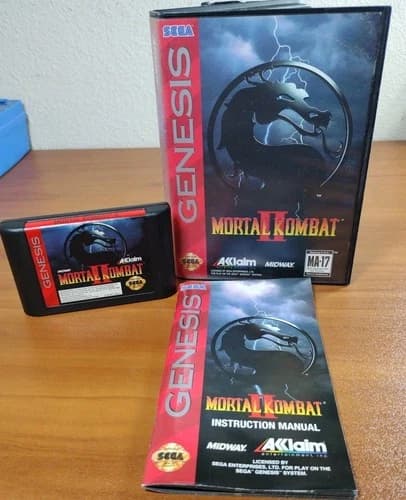 Mortal Kombat II 2 (Sega Genesis, 1994) Authentic Cartridge, CIB