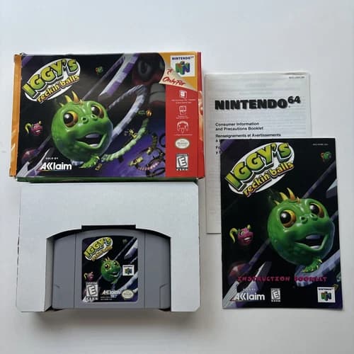 Iggy's Reckin' Balls Nintendo 64 N64 Complete In Box CIB Manual