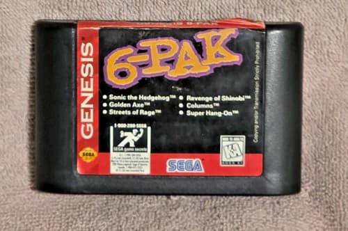 Genesis 6-Pak Sega Genesis Game 1995 Cartridge Only (Sonic Golden Axe Shinobi...