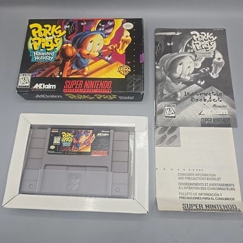 Porky Pigs Haunted Holiday (Super Nintendo SNES) CIB Complete With Manual
