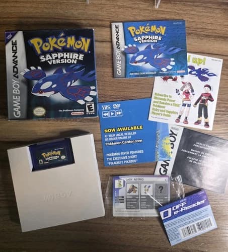GREAT ! Pokemon Sapphire Gameboy Advance GBA Complete in Box CIB New Battery