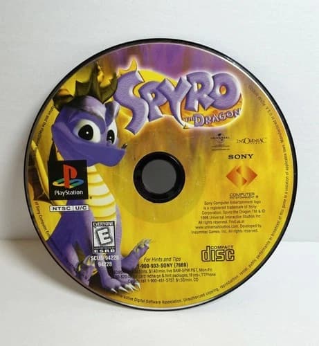 Spyro The Dragon (Sony PlayStation 1 PS1, 1999) Black Label - Disc Only - Tested