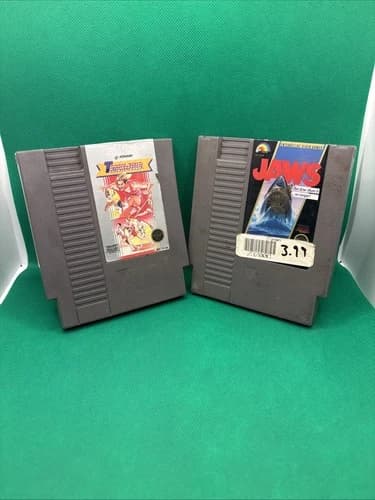 Jaws and Track and Field NES Nintendo Entertainment System