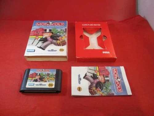 Monopoly (Sega Genesis) COMPLETE w/ Box manual game WORKS! #Q
