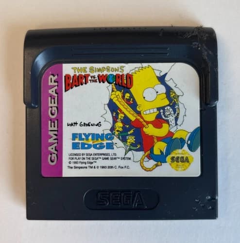 The Simpsons Bart Vs the World Sega GameGear Rough Shape Tested & Works!