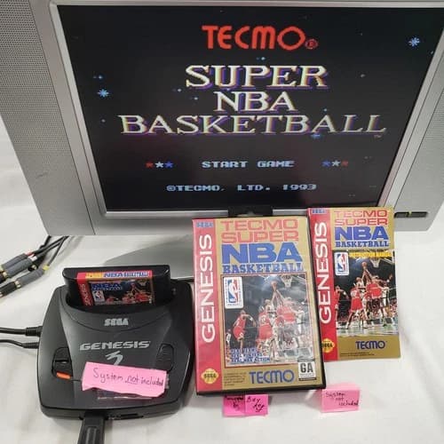 Tecmo Super NBA Basketball Genesis AUTHENTIC Sega COMPLETE Save Work basket ball