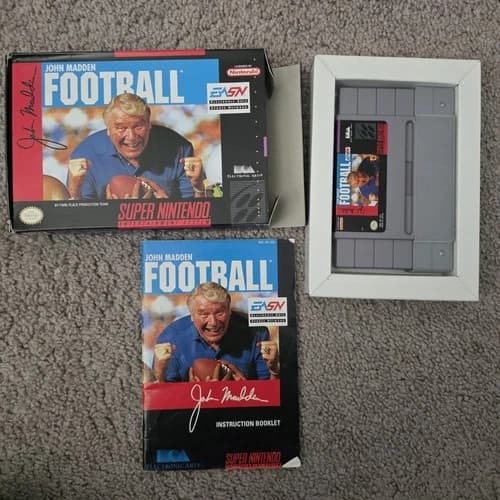 John Madden Football (Super Nintendo SNES) Complete W Posters - Authentic