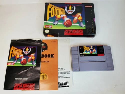 SNES Super Play Action Football '92 Video Game Tested with Cartridge Box Manual
