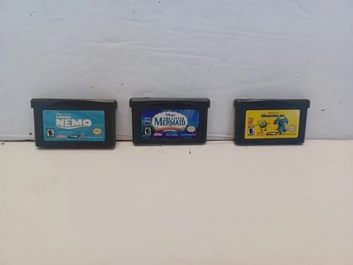 Nintendo Game Boy Advance 3-Games MONSTERS INC/NEMO/LITTLE MERMAID FREE SHIP