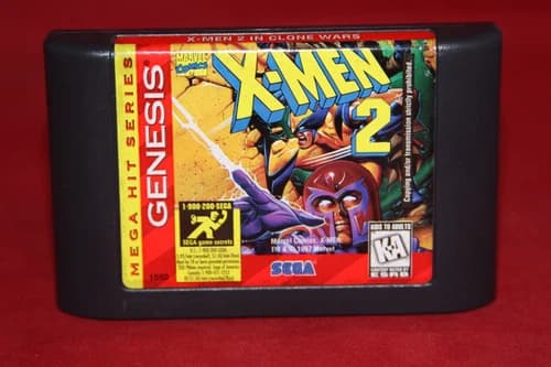 X-Men 2 In Clone Wars (Sega Genesis, 1995) Game Cartridge. (Mega Hit Series)