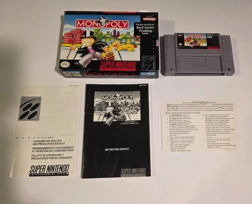 Monopoly (Super Nintendo SNES, 1992) ☆ Complete ☆