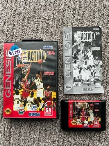 NBA Action '94 (Sega Genesis, 1994) CIB Complete In Box Tested Works Well