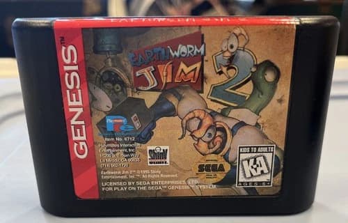 Sega Genesis Earthworm Jim 2 Game Cart. ( T 2 )