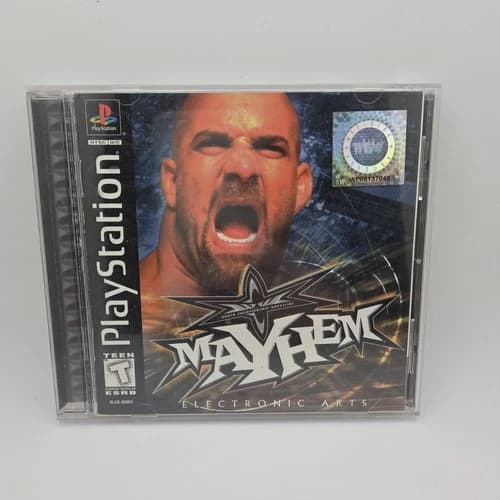 WCW Mayhem PS1 PlayStation 1 Complete Black Label W/ Manual