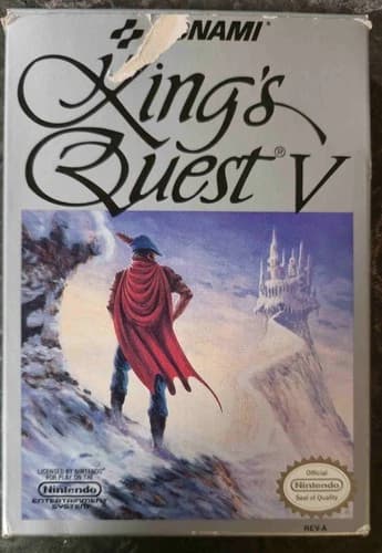 King's Quest V 5 NES Nintendo Entertainment System 1992 Konami CIB cover tear