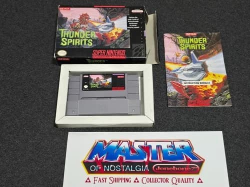 SNES THUNDER SPIRITS Complete CIB Box Game Super Nintendo Shmup Shooter Rare
