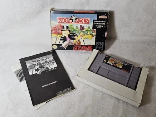 Monopoly Super Nintendo SNES Complete w/ Manual (Tested)