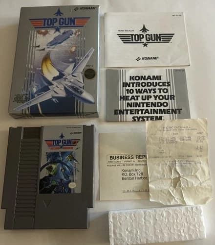 Top Gun Nintendo Entertainment System NES 1987Complete CIB W/ Original Receipt!