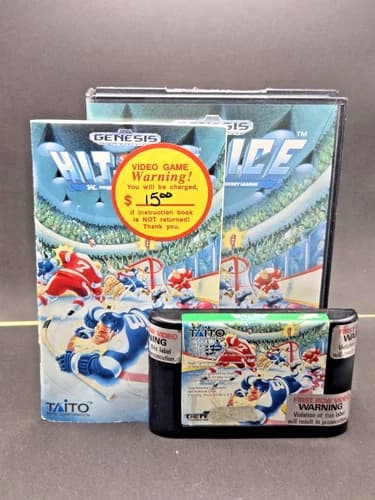 Hit the Ice (Sega Genesis, 1992) COMPLETE and Tested!! Former Rental.