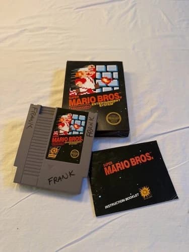 Super Mario Bros NES Black Box CIB Complete Cart Manual Nintendo - Name on cart