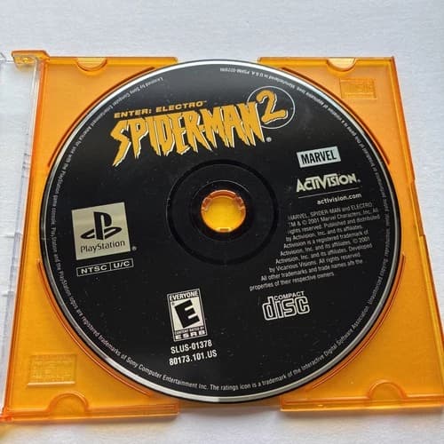 Spider-Man 2 -- Enter: Electro (Sony PlayStation 1, 2001) Disc Only, Works Good