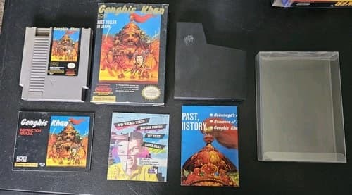 Genghis Khan (Nintendo NES, 1990) - Complete W/Map - Tested - Authentic