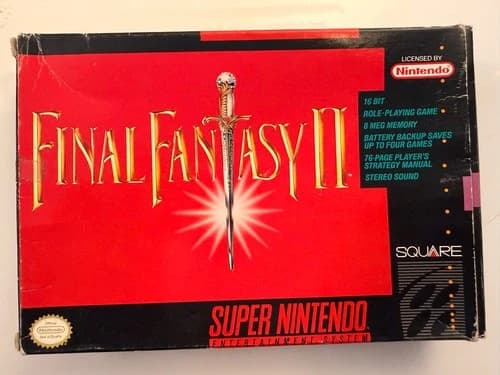 BOXED Final Fantasy II 2 Super Nintendo SNES Authentic Box, Manual